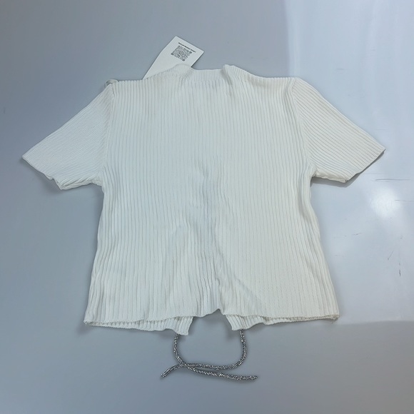 Lamiar Ribbed Shirt with Mettalic Lace Up Detail S130-8 - Picture 4 of 4